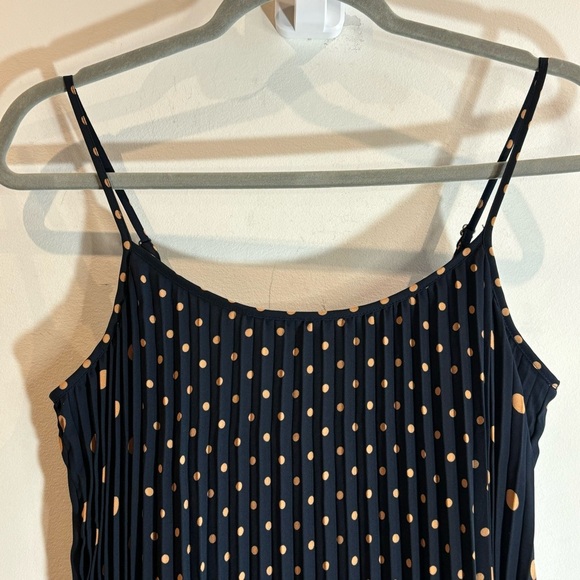 BANANA REPUBLIC Sz 0 Maxi Dress Two Sizes of Polka Dots Pleats Spaghetti Straps - Picture 3 of 11